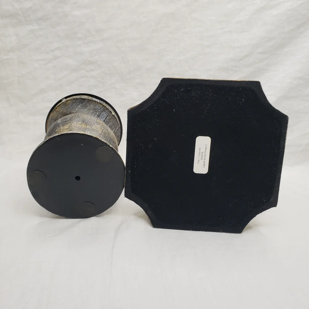 Pier 1 Gold and Black Distressed Pilar Candle Holders